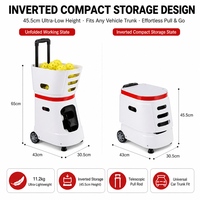 Mesin Pickleball Pintar Kompak dengan Hopper Terbalik 43cm, Bodi Ramping Cocok untuk Bagasi Mobil, Kontrol Jarak Jauh via Aplikasi Bluetooth, Kapasitas 60 Bola