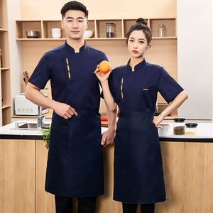 Chef Uniform Black Short Sleeve Polyester Work Clothes For Restaurant Kitchen Men Women Stain Resistant - Product Image 3
