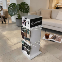 Présentoir en carton ondulé moderne à quatre faces pour magasin de détail, présentoir de vêtements et de chaussettes, présentoir de stand avec panneau perforé, personnalisable