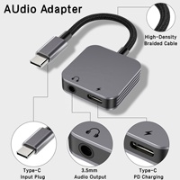 2 in 1 Headphone Adapter USB C PD 60W Fast Charging Digital Audio Adapter Converter DAC Type-C Hub