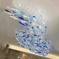 Tyson a fait le grand projet de décoration de poisson d'intérieur luminaire suspendu hôtel Villa escalier lustre moderne en verre soufflé