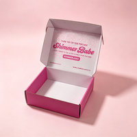 Boîte d'expédition pliable en carton ondulé rose personnalisée pour cosmétiques, cils, cadeaux, e-commerce, emballage de vente au détail