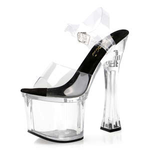 Zapatos de Tacón Alto <span class=keywords><strong>con</strong></span> Plataforma de 18 cm y Correa en el Tobillo, <span class=keywords><strong>Transparentes</strong></span>, Tacón Grueso, para Pole Dance, Pasarela, Mujeres, Tallas Grandes - Product Image 3