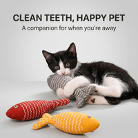 Jouet pour chat en peluche en forme de poisson avec herbe à chat, petit, résistant aux morsures, pour le nettoyage des dents, baguette interactive pour chats d'intérieur, pour le jeu autonome et l'enrichissement ludique