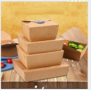 Biodegradable Bento Lunch Waterproof Coating Oil Proof Kraft Paper Folding Box Packaging Custom