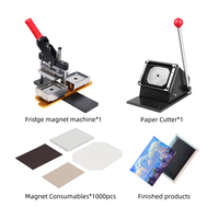 Nouvelle taille 90*65mm et 80*53mm Kit de machine à aimant rectangulaire pour réfrigérateur avec 1000 consommables magnétiques et coupe-papier.