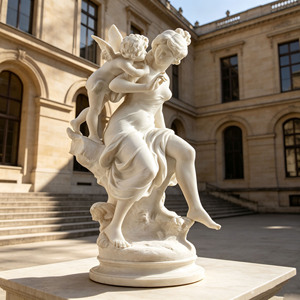 Statua <span class=keywords><strong>di</strong></span> <span class=keywords><strong>Venere</strong></span> e Cupido in Marmo Bianco per Giardino <span class=keywords><strong>di</strong></span> Villa Europea Classica, Dimensioni Personalizzabili - Product Image 3