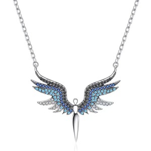 Collares de ángulo de ala azul de acero inoxidable a la moda para mujer, joyería, <span class=keywords><strong>Collar</strong></span>, colgante, amigos - Product Image 5