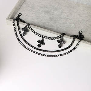 <b>Cross</b> Pants <b>Chain</b> Black Zinc Alloy Multi Layer <b>Cross</b> Decoration Waist <b>Chain</b> For Daily Wear Hip Hop Style - Product Image 4