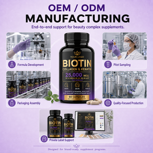 Suplemento de Biotina de Marca Privada, Gran Capacidad, Sin OMG, Cuidado de Belleza, Fortalece Cabello, Piel y Uñas, Colágeno y Queratina para Mujeres, Suplemento Dietético - Product Image 3