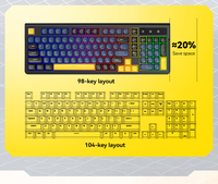 Clavier sans fil double mode 98 touches, gravure laser, disposition espagnole russe, rétroéclairage coloré, clavier de jeu pour PC