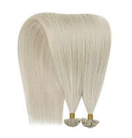 Extensions de cheveux humains à pointe plate, couleur beige blond cendré, super double drawn, cheveux vierges, adaptées aux cheveux européens fins
