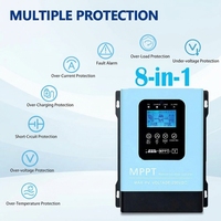 Contrôleur de charge solaire MPPT 30A 60A 120A 12-96V Auto 230V pour panneaux solaires, régulateurs intelligents pour batteries plomb-acide et LifePo4, contrôleur d'éclairage