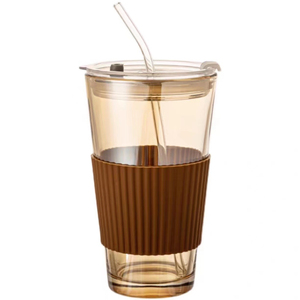 Vasos de Vidrio para Café Helado, Tazas de Vidrio para Café, Vasos para Agua de 15 oz con Pajita y Tapa, Venta al Por Mayor - Product Image 5