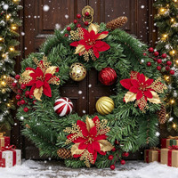 Guirlande de Noël Artificielle Écologique Transfrontalière Style Européen et Américain, Fournitures de Fête avec Ornements pour Vitrine