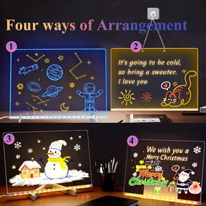 7가지 색상 펜 LED 야간 조명 USB 메시지 보드 모던 아크릴 스탠드 지우개 기능 크리에이티브 아동용 드로잉 메모 보드 - Product Image 4