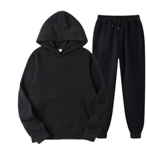Ensemble de survêtement deux pièces personnalisé pour hommes : sweat à capuche et pantalon de jogging de couleur unie – Vente en gros - Product Image 3