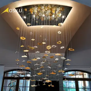 Candelabro de cristal LED con forma de concha, decoración personalizada de alta gama, estilo moderno y grande, nuevo diseño, 2023