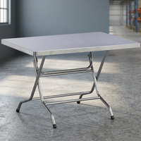 Table pliante en Inox Inox Inox, table avec portes extérieures en acier inoxydable