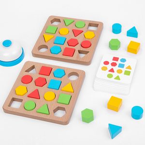 Juego de mesa de madera para niños, formas geométricas <span class=keywords><strong>versus</strong></span> bloques de construcción, Educación Temprana, juguetes de madera para bebé - Product Image 4