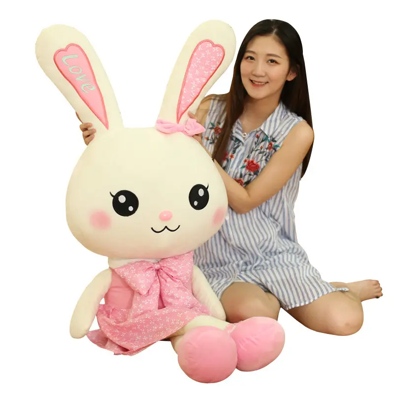 Prezzo di fabbrica coniglietto peluche giocattoli per bambini orecchie lunghe bambola di coniglio giocattoli di peluche per bambini coniglio compagno di sonno peluche peluche