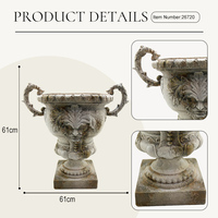 Vente en gros de pot de fleurs en magnésie de style européen, à double anse, sculpté, pour une ambiance historique et une touche de caractère, idéal pour la décoration de maison, jardin et cheminée