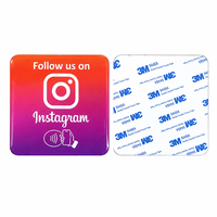Autocollant NFC de 10 cm (3,93 pouces) avec inscription « Follow Us on Instagram », étanche, en époxy, cercle, plaque Instagram