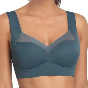 L-3XL de talla grande para mujer, sostén elástico a la moda, a prueba de golpes, cómodo, sin trazos, acolchado doble, Push Up