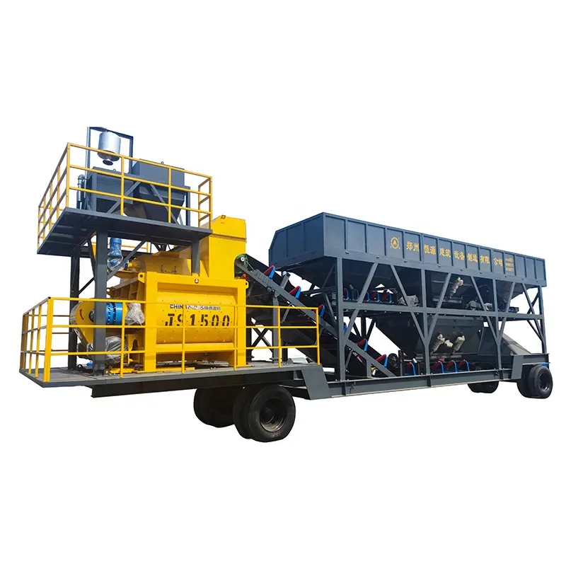 no foundation quick installation 75m3/h small ready mix mobile concrete mixing plant