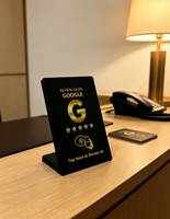 Support d'affichage intelligent personnalisé en bois noir pour avis Google, NFC 13,56 MHz, RFID, avec code QR, pour hôtels et restaurants
