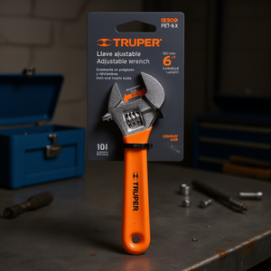 Clé à molette réglable Truper de 6 pouces PET-6X en acier allié chromé avec poignée en PVC orange pour usage industriel, longueur de 150 mm, pouce a - Product Image 2