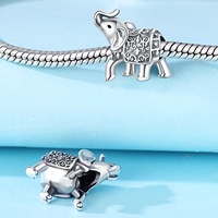 Nouvelle Collection Tendance : Breloques Animales Panda, Raton Laveur, Koala, Éléphant – Perles DIY pour Bracelets et Bijoux en Cuivre Plaqué Argent et Zircon