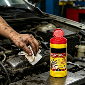 Lingettes nettoyantes à usage intensif OEM pour dégraissage industriel des mains et des surfaces pour atelier de mécanicien de garage - Product Image 2
