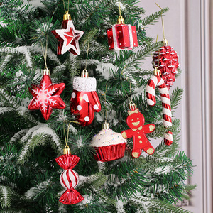 Décoration <span class=keywords><strong>de</strong></span> <span class=keywords><strong>Noël</strong></span> en plastique, pendentif en forme d'étoile à cinq branches, <span class=keywords><strong>de</strong></span> cône <span class=keywords><strong>de</strong></span> pin, <span class=keywords><strong>de</strong></span> gant, <span class=keywords><strong>de</strong></span> canne en sucre, <span class=keywords><strong>de</strong></span> boîte cadeau, style américain, ornement DIY - Product Image 3