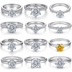 China Wholesale Price Various Styles Cubic Zirconia S925 Sterling Silver 925 Zircon Wedding Statement Rings Women Resizable