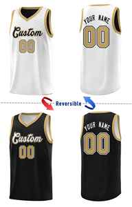 Uniforme Deportivo Personalizado de Baloncesto con Diseño de Corte en el Pecho en Blanco y Negro de Doble Cara - Product Image 4