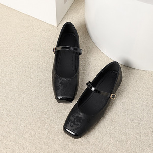 Spring Summer New Style Flats for Women Chinoiserie Gentle Slip-On Shallow Mouth Square Toe Soft Autumn - Product Image 6