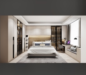 Best Seller Modern Minimalist Light Beige 3-Zone <strong>Wardrobe</strong> Hanging Drawers <strong>Shoe</strong> <strong>Storage</strong> With Metal Handles - Product Image 3