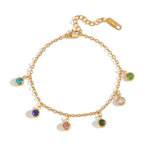 Luxury 316L Stainless Steel 14k 18k Gold Plated Zircon Fashion Charm <b>Bracelet</b> & Bangles Colorful <b>Gemstone</b> <b>Bracelet</b> for Women - Product Image 5