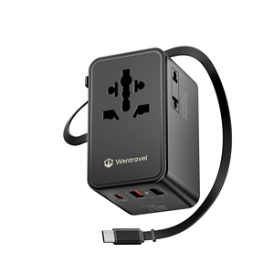 Wontravel 3 Way <b>Plug</b> /Socket EU India Worldwide 70W Universal Travel <b>Adapter</b> with Retractable Cable - Product Image 1