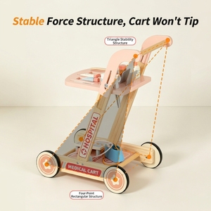 <span class=keywords><strong>Chariot</strong></span> de jeu en <span class=keywords><strong>bois</strong></span> pour enfants, kit médical de simulation pour le développement de l'intérêt et le jeu de rôle - Product Image 5