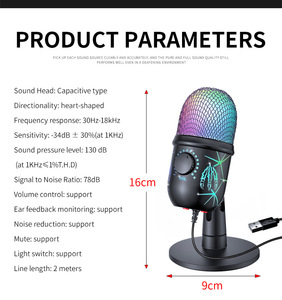 RGB Gaming USB Condenser <strong>Microphone</strong> for PC PS4 <strong>PS5</strong> Mac with RGB Mute Monitor Noise Reduction Volume Gain - Product Image 6