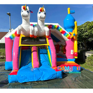 Château gonflable pour enfants à vendre, lit à bascule gonflable avec toboggan, thème licorne, parc pour filles, fête d'anniversaire - Product Image 3