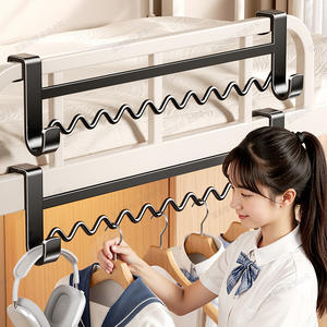 Bluevine Cintre sans perçage pour vêtements, rectangulaire, noir, forme ondulée, 10 cm, type crochet, organisateur de vêtements pour dortoir et chambre à coucher - Product Image 4