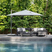 Parasol cantilever double mât robuste pour extérieur avec éclairage LED, protection UV, imperméable et résistant au vent, idéal pour patio et jardin