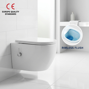 Inodoro de cerámica sin borde para <span class=keywords><strong>mujer</strong></span>, con bidé, montado en la pared, con sifón en P, venta al por mayor, económico - Product Image 1