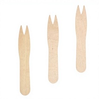 Biologisch afbreekbare, milieuvriendelijke, wegwerp mini houten fruitvorkjes met 2 tanden, plastic mesjes 85mm 120mm, dessertbestek voor hotels