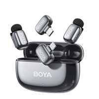 Mikrofon Lavalier Nirkabel BOYA Mini 2 dengan Peredam Kebisingan AI, USB C, untuk Perekaman Video, Mini Mic untuk iPhone dan Ponsel Android