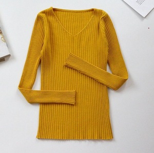 Tendances nouveau col en V épais coupe ajustée pull chaud à manches longues en tricot <span class=keywords><strong>T</strong></span>-<span class=keywords><strong>shirt</strong></span> pour <span class=keywords><strong>femme</strong></span> - Product Image 6