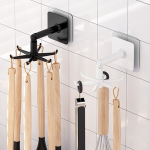 Rotating Six-Claw Hook Wall-Mounted Non-Perforated <b>Kitchen</b> Utensil <b>Storage</b> <b>Rack</b> for Spoon and Spatula - Product Image 3